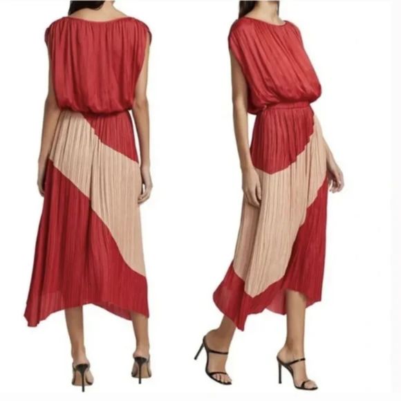 $495 NWT Ramy Brook Adena Silk Dress (Medium, Blush Rose) - Picture 2 of 4